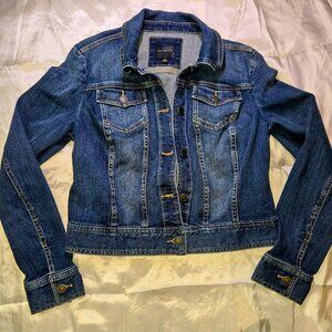 The Limited Classic Medium Wash Long Sleeve Cropped Denim Jean Jacket - Size M